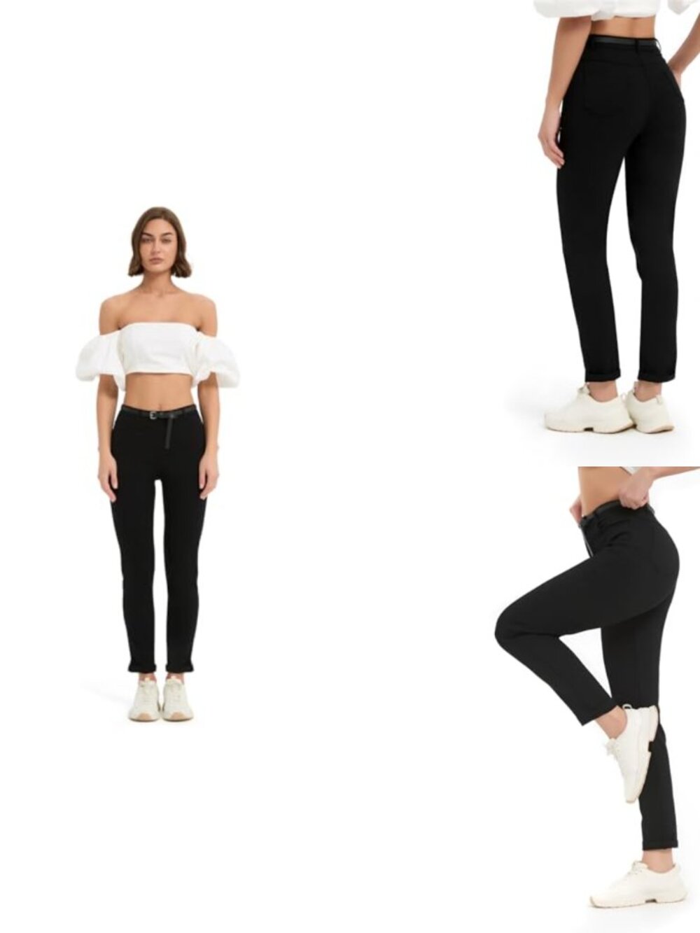 Womens High Waisted Straight Leg Stretch Dress Pants Work Trousers Petite Ankle